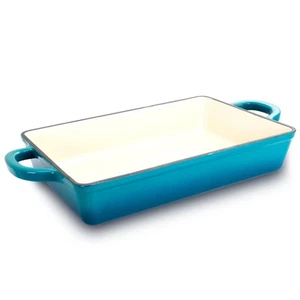 Crock Pot Artisan 13 in. Enameled Cast Iron Lasagna Pan in Teal Ombre - Picture 1 of 1