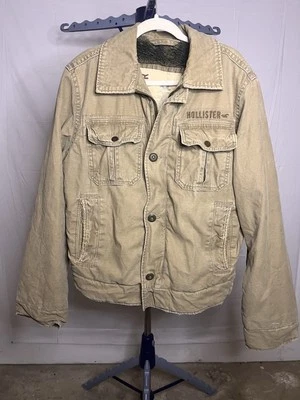 Chaqueta Militar De Colección Hollister Para Hombres Mediana Forrada de Piel Sintética Tostada Y2K Envejecida Rara Foto 1 de 4