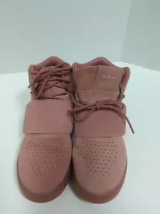 Adidas Originals Tubular Strap Lace Sneakers Sz 4.5 Pink Suede Upper Ankle High - Picture 1 of 11