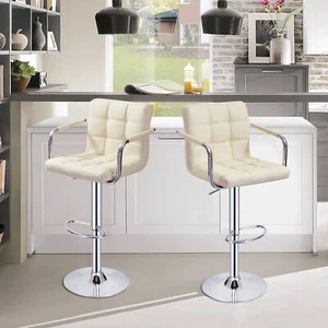 2PCS Bar Stools Gas Lift Swivel Stool Pub Club Cafe Breakfast Chair Faux Leather - Picture 1 of 217