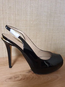 Neue GUESS Peeptoes GR 38 Lackleder schwarz Pumps High Heels, mit orig. Karton - Bild 1 von 3
