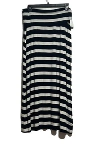 NUEVO CON ETIQUETAS Calvin Klein Maxi Falda Jersey a Rayas Blanco y Negro Hasta el Suelo Talla M - Imagen 1 de 3