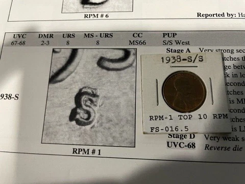 1938-S/S West Lincoln Wheat cent UNC Red- BN RPM 1 Really Nice coin RARE Cover