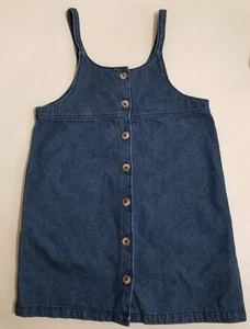 Cotton On Kids Denim Jumper Dress Girls 7 Buttons - Picture 1 of 10