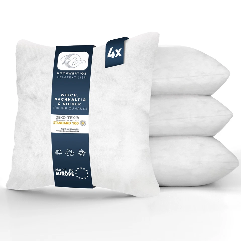 4er Pack Füllkissen Innenkissen fest gefüllt Hohlfaser Polyester Nonwoven Moon - Bild 1 von 1