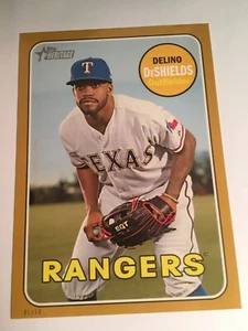2018 Topps Heritage 5x7 Jumbo Delino DeShields Rangers 227 Gold 01/10 - Picture 1 of 1