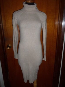 Victoria's Secret Moda International Beige Turtleneck Cable Knit Sweater Dress S - Picture 1 of 10