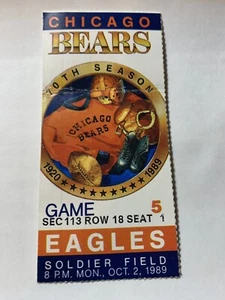 Ticket stub NFL 1989 PHILADELPHIA EAGLES Chicago Bears October 2 Good Condition - Picture 1 of 2