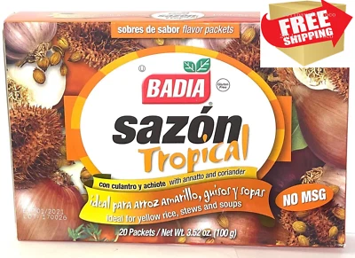 2 Cajas Badia Sazon Tropical con Achiote y Cilantro con 20 Paquetes cada una Foto 1 de 4