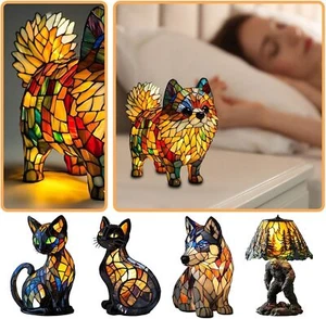Atlodas Cat Lamp, Cats Resin Tabletop Night Light, Animal Table Lamps Series - Picture 1 of 25