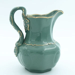 Antique Ridgway Jug Emerald Green with Gilt Accents - Picture 1 of 23