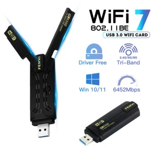 FENVi WiFi 7 Karta USB 3.0 Adapter Driver Darmowy BE6500Mbps Tri-Band USB WiFi 7 PC - Zdjęcie 1 z 13