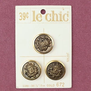 Vintage Le Chic Buttons Medallion Crown Clothing Project Sewing Original Card 36 - Picture 1 of 7