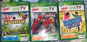 Lot Of 3 LeapFrog LeapTV”Sports, Spider-Man” & DANCE & Learn