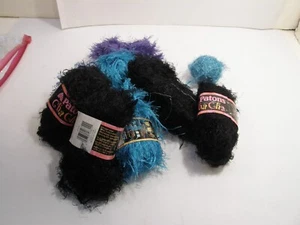 MIXED LOT FANCY NOVELTY EYELASH FUN FUR YARN SKEINS & BALLS PATONS CHA-CHA BLACK - Picture 1 of 24