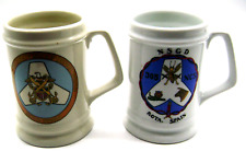Vintage Pair US Navy Ceramic Beer Mugs Naval Security Group Dept. Rota Spain
