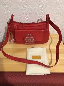 Gorgeous RADLEY Premium Red Leather Shoulder Crossbody Handbag ~ Rare Vintage!