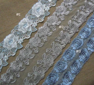 2y - 5 yards 3 Pattern Mesh Lace with Embroidered Floral 836 - Picture 1 of 4