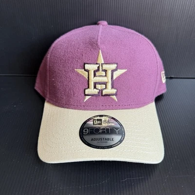NWT New Era Houston Astros Maroon Cream Moleskin 9Forty A-Frame Snapback Hat Cap - Image 1 of 4