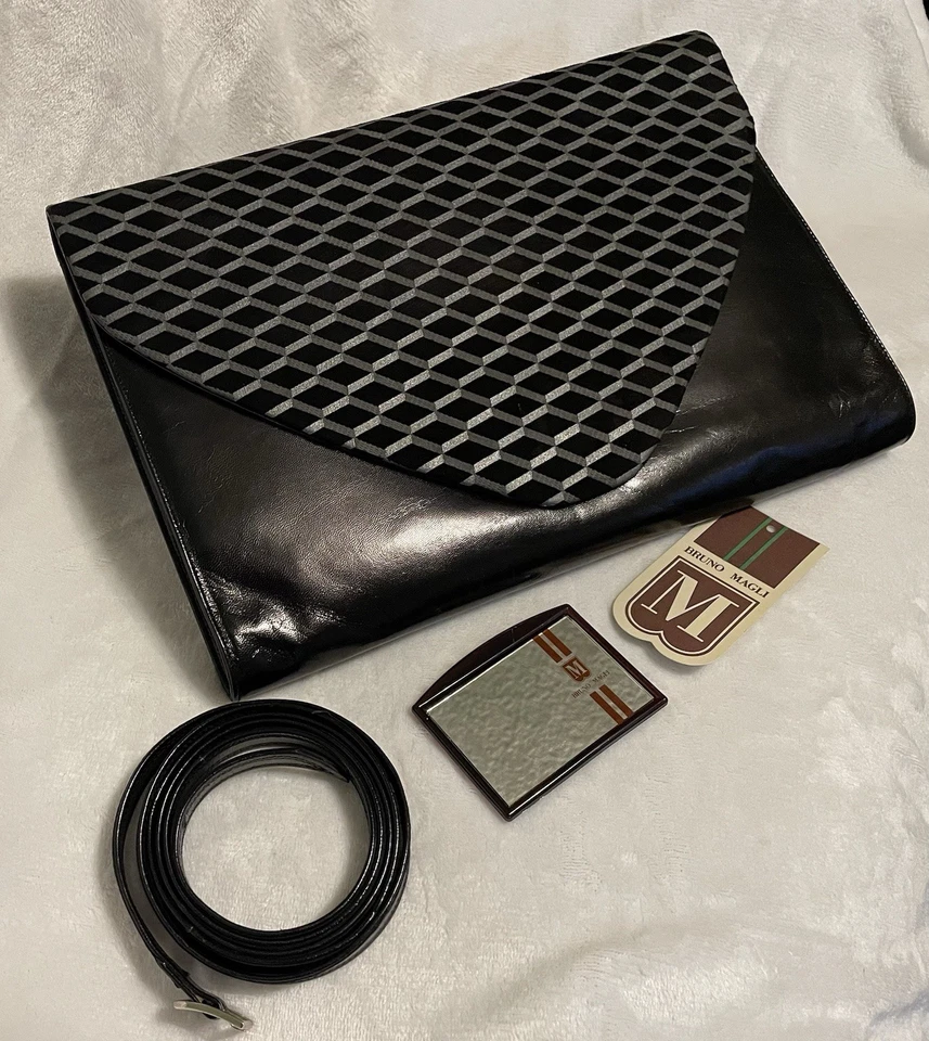 Bolso de Hombro Convertible Vintage Bruno Magli Gamuza Cuero Hecho en Italia Foto 1 de 4