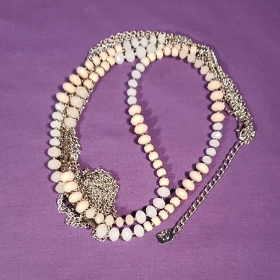 Collar largo de 4 capas firmado por You & I con pendientes a juego, tono plata, nuevo Foto 1 de 4