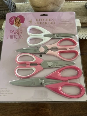 Neu mit Etikett Paris Hilton 4-teiliges Küchenscheren-Set Edelstahl rosa RAR - Bild 1 von 4