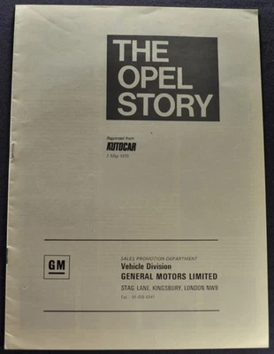 Opel Story Brochure GT 1970 cupé sedán Kadett mercado del Reino Unido excelente original 70 Foto 1 de 4