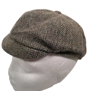 Vintage Newsboy Cap Youth Small Wool Blend Tweed Brown Gray Lined Kids Hat - Picture 1 of 16