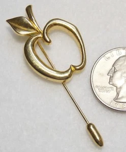 AVON Openwork Apple Stickpin Fruity Trio Collection Goldtone 2 3/8" 1990 - Picture 1 of 2
