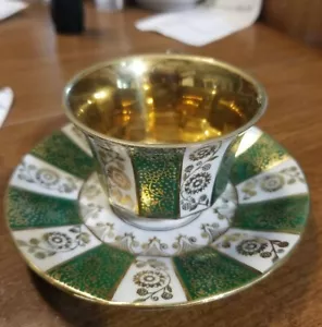 Winterling Bavaria Germany Porcelain Gold, Green, White Teacup and Saucer. Rare! - Picture 1 of 8