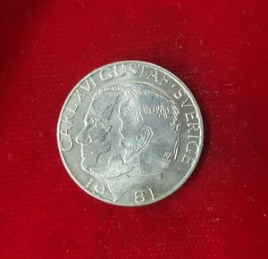 1 Krone Krona Schweden 1981 Coin Münze Gustaf Carrl XVI - Picture 1 of 2