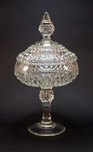 Indiana glass company pressed glass candy dish with lid-diamond point pattern - Picture 1 of 3