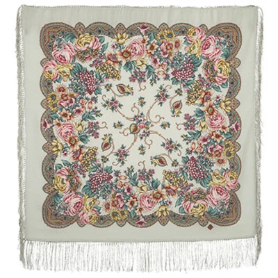 Pavlovo Posad Wolltuch 89x89 cm 1577-2 Wollschal Schal Tuch Trachtentuch Fransen