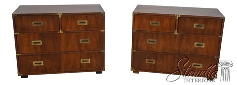 60935EC: Pair HENREDON 2 Over 2 Drawer Walnut Campaign Chests Cover