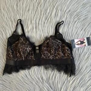 Sofia Intimates By Sofia Vergara Lace & Satin Bralette Women’s Size Small Black - Picture 1 of 7
