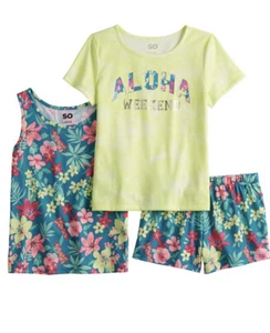 Girl’s SO ALOHA WEEKEND Tank, Tee & Shorts 3-Piece Pajama Set Size XS (6/6X) NWT - Picture 1 of 5