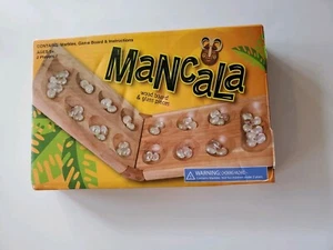 Mancala Solid Wood Game Board With marble Pieces - Picture 1 of 12