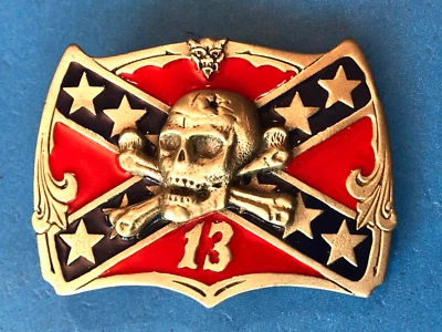 LUCKY NUMBER 13 MARIHUANA REBELDE CINTURÓN HEBILLA CALAVERA HUESOS CRUZADOS HARLEY DAVIDSON Foto 1 de 2