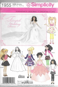 Simplicity Pattern #1955-Doll Clothes in 3 Sizes 10 1/2"-11 1/2"-12 1/2" - Picture 1 of 1