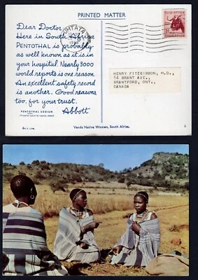 DEAR DOCTOR Postcard 1958 Medical Advertising. Women. South Africa to Canada - Image 1 of 3