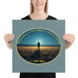 "Anti-social Intelligence" Nikola Tesla Poster Nonconformist Divergent Self - Picture 1 of 4