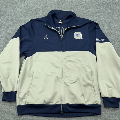 Jordan Jacket Men XL Blue Gray Full Zip Elite Georgetown Hoyas Track Windbreaker Cover