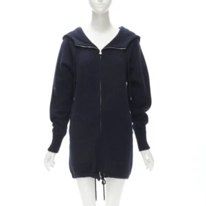 CHANEL 100% cashmere navy silver CC zip up hooded sweater FR34 XS - Picture 1 of 12