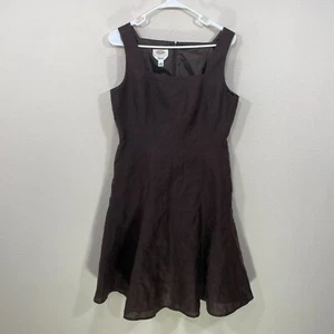Talbots Irish Linen Dress Size 10 Brown Sleeveless Fully Lined Fit Flare Vintage - Picture 1 of 6