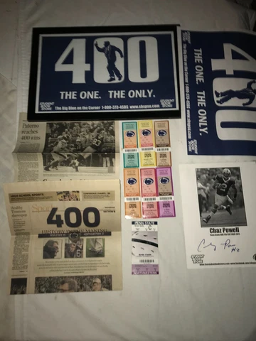 EPHEMERA Set PENN STATE Football Coach JOE PATERNO 400 Wins TICKET STUBS Posters Cover