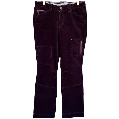 Calça cargo Eddie Bauer borgonha veludo feminina tamanho 8 altura perna larga cintura média - Imagem 1 de 4