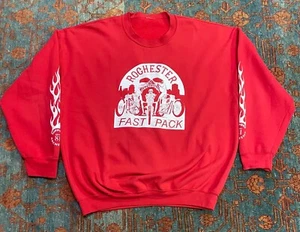 Felpa vintage anni 90 SUPPORT LOCAL 81 Rochester NY FAST PACK taglia XXL - Foto 1 di 4