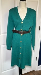 Vestido Suéter Verde Liz Claiborne Años 90 De Colección Botones Dorados Para Mujer Talla Grande” - Imagen 1 de 11