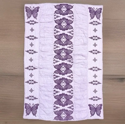 POTTERY BARN KIDS Edredón Cuna Púrpura Bordado Mariposas Bebé Niño Pequeño Foto 1 de 4