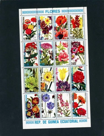 Equatorial Guinea Sheet of 20 Flowers Canceled Cover